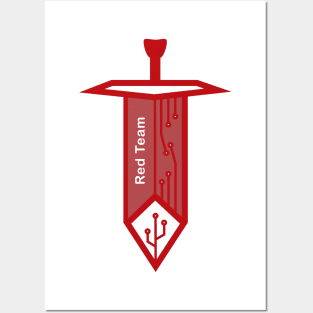 Cybersecurity Red Team Sword Circuits Gamification Logo Posters and Art